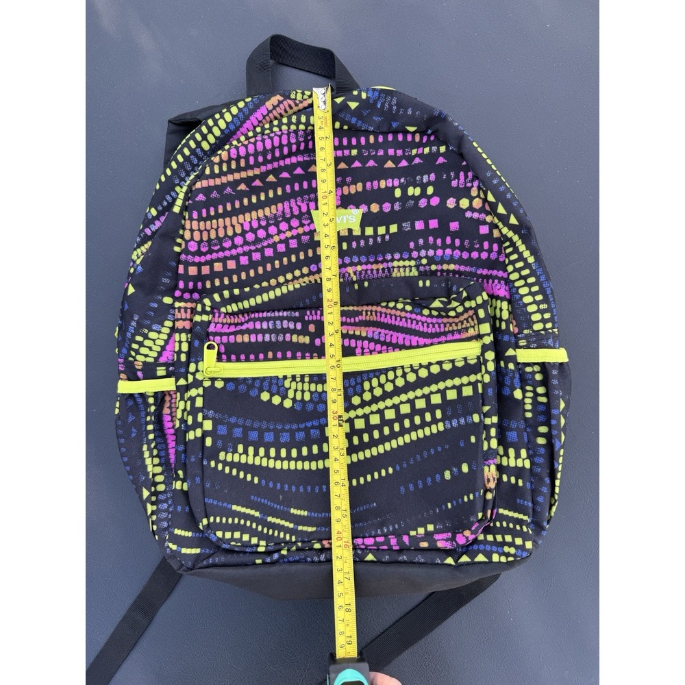 Levi's Backpack‎ Neon Multicolored Design. Laptop Sleeve. 2 Water Bottle Pockets - Picture 11 of 12